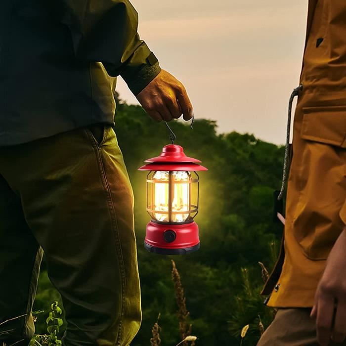 4x lampe-tempête LED, lanterne retro comme décoration de fenêtre ou de
