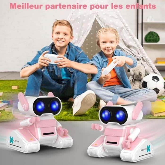 Jouet robot télécommandé - ZGEER - Yeux LED et bras flexibles - Blanc