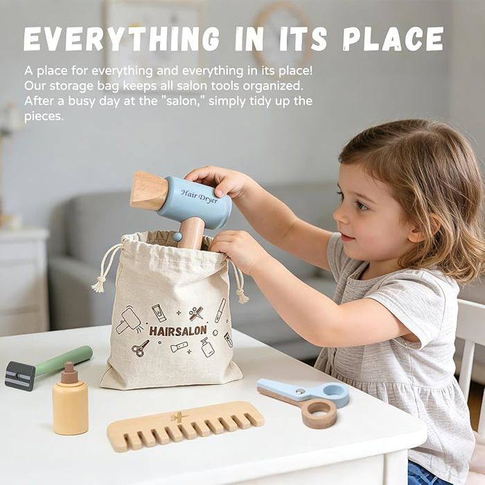 Kit Coiffure Enfant – 24 Accessoires Avec Sèche-cheveux, Rasoir, Lisseur – Jeu De Rôle Styliste Dès 3 Ans