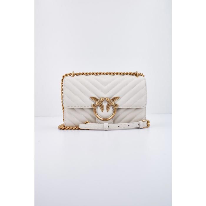 Sac à bandoulière PINKO Love One en cuir 21 cm blanc 100074