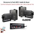 Pack Hifi Ampli Party PLS1250USB-RC Tuner USB Bluetooth - Télécommande - 4 Enceintes E Audio 80W - Restaurant - Commerce - Institut-0