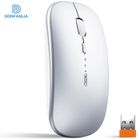 DONFANLIA souris sans fil optique sans fil rechargeable 2,4 G 1600 DPI avec récepteur USB, Niveau de batterie visible Argent