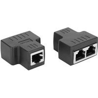 2PCs Adaptateur de Câble Ethernet Répartiteur de Rallonge de Connecteur LAN Interface Femelle RJ45 pour Fil Internet(Noir )-DBA