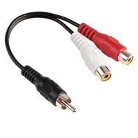 Câble,Séparateur Audio stéréo 1 RCA mâle Mono à 2 RCA femelle, câble A-V Y, cordon de plomb, nouveau[E369224831]