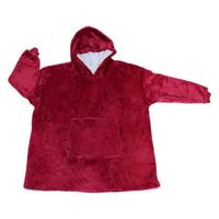 DAMILY® Plaid Pull Sweat à Manche et Capuche avec Poche – Taille Unique Adulte - Wearable Robe couvertures - Rouge