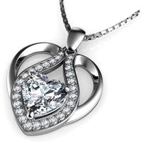 DEPHINI - Collier mignon - Argent sterling 925 - Pendentif Coeur avec cristaux CZ - Bijoux fins Femme - Chaine 45,7 cm en arg