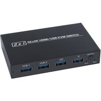 Commutateur KVM HDMI - USB AIMOS AM-KVM 201CL 2-en-1 Prise en charge HD 2K * 4K 2 hôtes partagent 1 ensemble moniteur - clavier