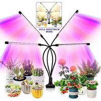 Lampe de croissance pour plantes d'intérieur, 80 lampes LED spectre bleu rouge, minuterie 3/9/12H, 10 niveaux de gradation