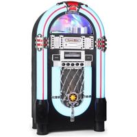 Ricatech RR 1000 Chaîne Hifi complète avec jukebox style rétro , lecteur CD , tuner radio FM-AM , entrée AUX - Eclairage LED couleur