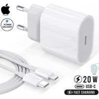 Chargeur iPhone Rapide 20W compatible iPhone + câble 1m USB C vers Lightning |ISOKA®|