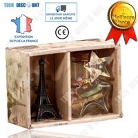 TD® Décorations Paris Tour Eiffel bouteille verre étoile clignotante boîte cadeau créatif transparent vintage maison salon