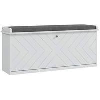 HOMCOM Banc à Chaussures Avec Coussin 10 Paires – Meuble D'Entrée Blanc – Tiroir Rabattable, Étagère Réglable, Assise Confortable 100x26x44,5 Cm