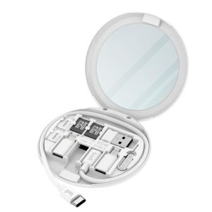 ENROULEUR Blanc--Boîte de rangement pour Gadgets numériques, enrouleur de câble, support de téléphone, miroir de maquil