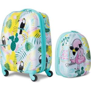 Valise Enfant 6 Roulettes en Forme Voiture Mercedes Benz Bagage pour Voyage  2-6 Ans 60 x 31 x 26 CM (L x l x H) Blanc - Costway