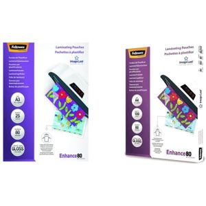 Fellowes Fellowes 5440602 Pochettes de Plastification Brillantes 80 Microns 10x15 cm... 