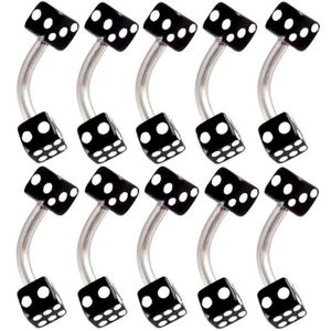 16g 16 gauge 1.2mm 3//8 10mm steel spiral barbells eyebrow twist stud bar AUQR Body Piercing Jewelry 5Pcs
