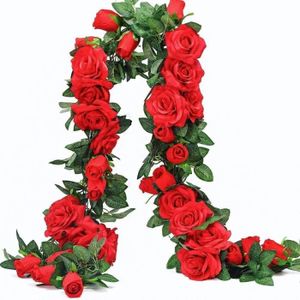FLEUR ARTIFICIELLE Lot De 2 Guirlandes De Roses Artificielles En Soie