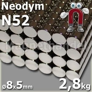 Magnetastico  40x aimants autocollants au néodyme N52, carré de