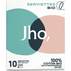 SERVIETTE HYGIÉNIQUE Serviettes Hygièniques - Jho Hygiéniques Coton 100% Bio (jour 1 Boite = 10 Serviettes)