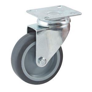 4 Roulettes Caoutchouc 75 Mm Avec Frein - Platine Fixation - Charge Max 200 Kg