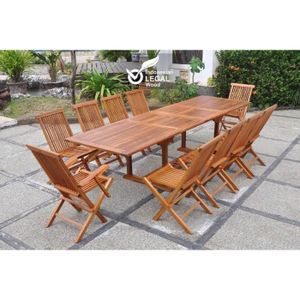 Ensemble table et chaise de jardin Salon de jardin - 10 personnes - LUBOK - Concept U