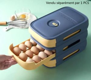 BAC DE RANGEMENT OUTILS Co-Phénix boite a oeuf en Plastique Boîte rangement frigo avec tiroir pour 18-20 d'oeuf, convient pour Les Réfrigérateurs