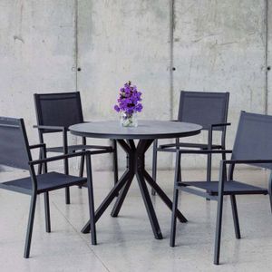 Ensemble table et chaise de jardin Salon de jardin en aluminium et textilène Giglio Anthracite