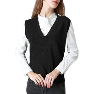 GILET - CARDIGAN Gilet en tricot pour femmes, gilet sans manches en coton, pull pour femmes, pull sans manches (Noir)