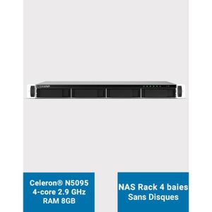 SERVEUR STOCKAGE - NAS  QNAP TS-464U 8GB Serveur NAS Rack 1U 4 baies (Sans disques)