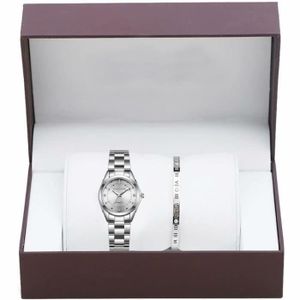 MONTRE Coffret cadeau montre femme , montre à quartz élégante + bracelet de luxe - bracelet en acier inoxydable - Argent