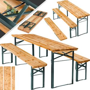 Ensemble table et chaise de jardin Table et bancs pliants en bois - TECTAKE - Table d
