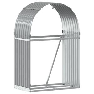 ABRI BÛCHES Zerodis Porte-bûches gris clair 80x45x120 cm acier galvanisé 95003