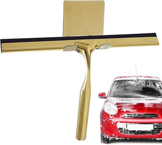 Raclette De Douche : Nettoyeur De Verre En Acier Inoxydable 304 Avec Raclette En Silicone, Vitre Dorée Et Grattoir Miroir, Accessoires Essentiels De Salle De Bain (doré