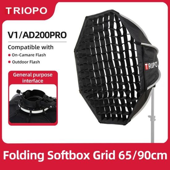 Grille Nid D'abeille Pour Boîte à Lumière Octogonale 65 Cm - Contrôle Et Façonne La Lumière - Compatible Triopo, Oubao, Neewer...