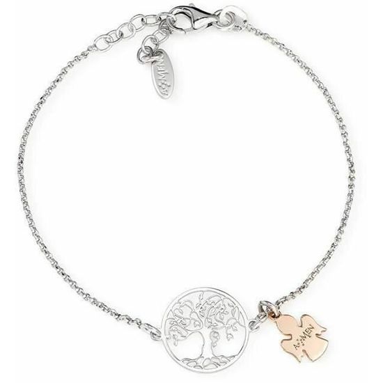 Bracelet AMEN trèfle à quatre feuilles en coeur rose argent 925