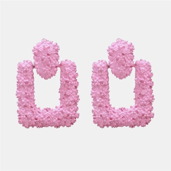 Boucles D'oreilles Vintage En Résine/plastique Rose Et Blanc - Fermoir Clip - Occasion