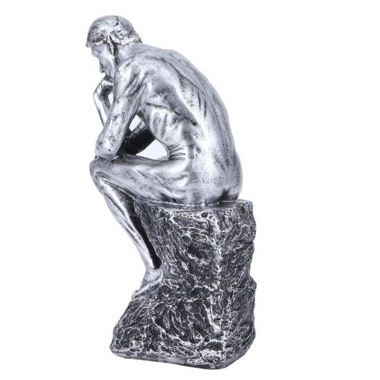 Akozon Figurine à collectionner Statue de penseur Sculpture de personnage en résine de style européen Ornement de bibliothèque