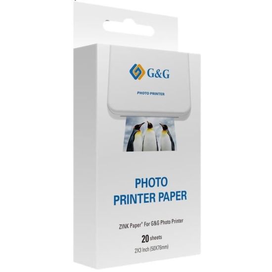 G&G G&G Lot de 20 feuilles de papier autocollant en zinc pour imprimante  photo G&G 76