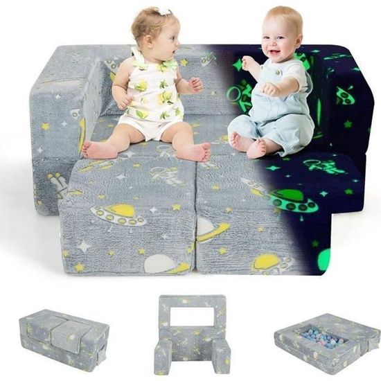 Canapé Enfant Convertible 13 Pièces - Mousse Haute Densité - Housses Lavables - Jeu Et Détente Sans Limite