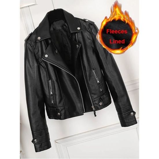 Veste Blazer En Simili Cuir Pour Femmes - Élégante Vestes Costume Décontractée Manches Longues Boutons PU Noir Vintage Chic