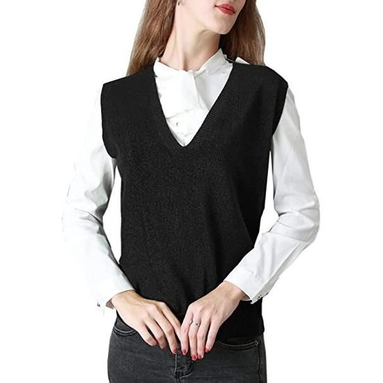 Gilet Sans Manches Femme En Laine - Col Rond - Taille Ajustée