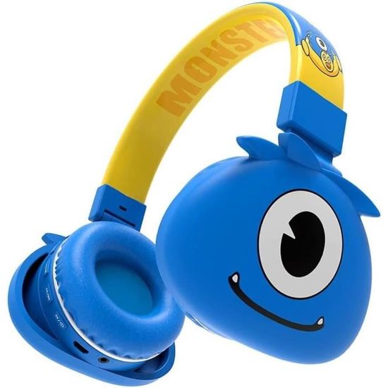 Disponible en stock Casque Monstre Bluetooth sans Fil Enfant Casque Audio  Pliable Stéréo HD avec Micro pour Garçons Filles Tablette PC