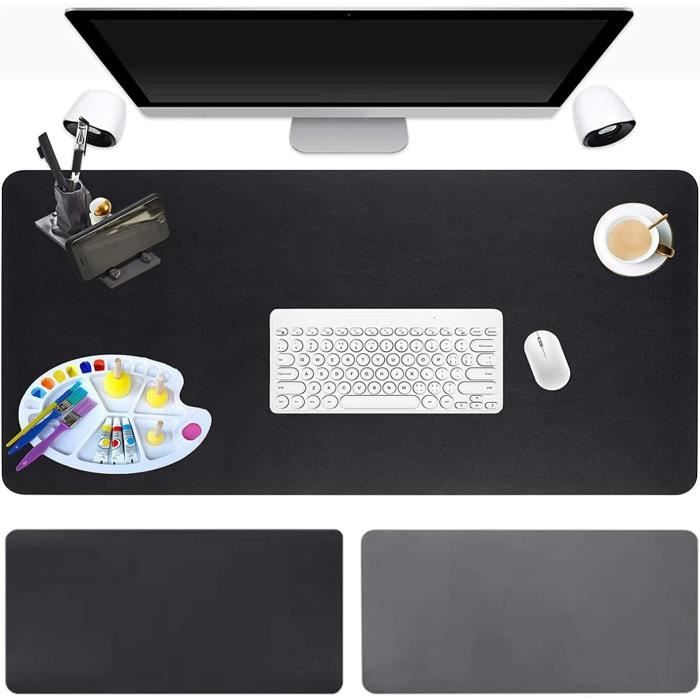 Tapis De Bureau Cuir PU Antidérapant Imperméable 40x60 Cm – Blanc Élégant, Protection Et Confort Pour Bureau