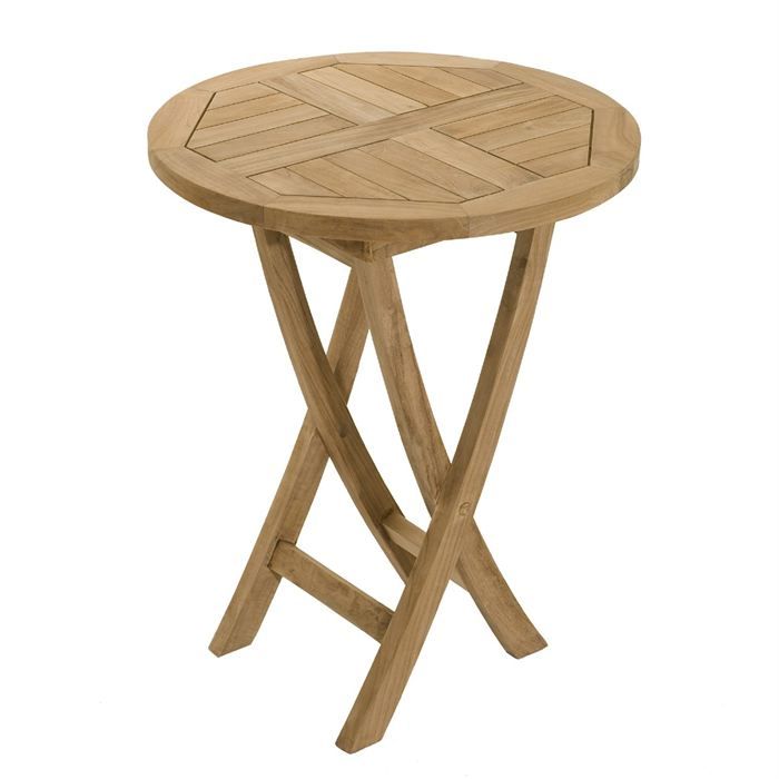 Table en teck massif ronde pliante de jardin JARDITECK