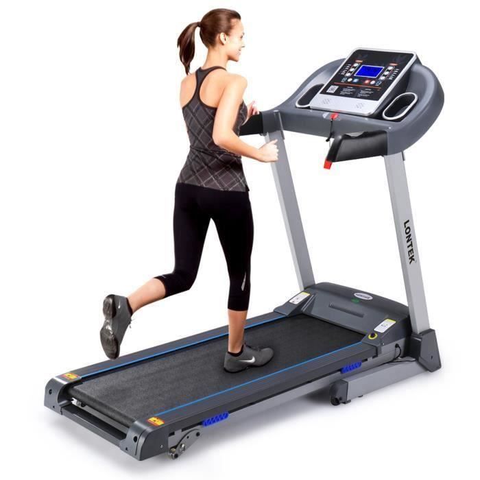 LONTEK tapis de course pliable,Inclinaison de 9%- Vitesse maximale de 14km/h- 2.0 HP DC- 12programmes