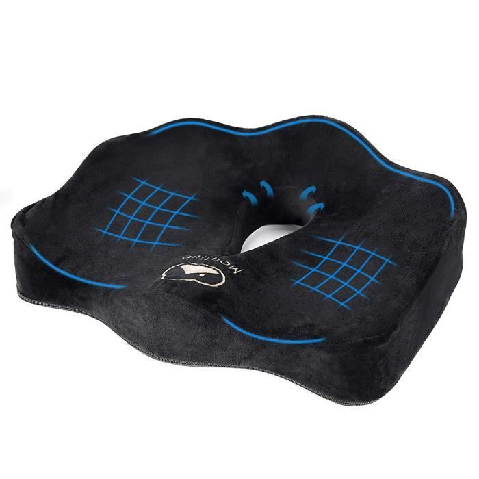 Coussin de siège, Coussin en Mousse à mémoire de Forme de Coccyx, Ergonomique Coussin Anti Escarres pour Chaise Bureau Auto Voiture