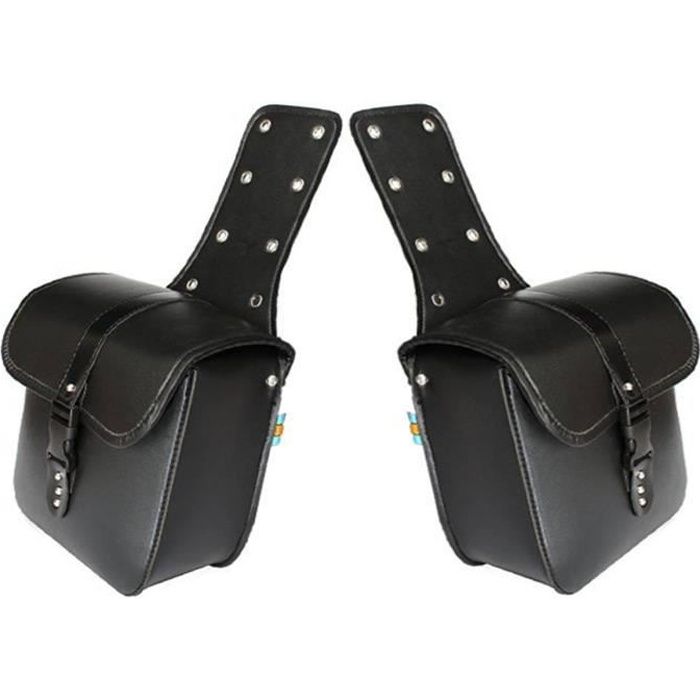 2pcs Universel Sacoches de selle moto en PU cuir Pour Harley Suzuki Yamaha Kawasaki noir étanche