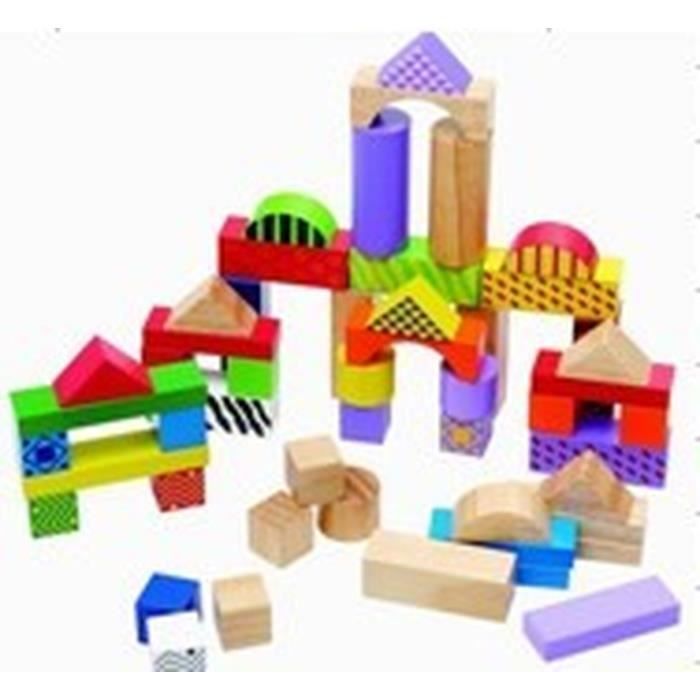 40 Blocs de construction en bois - Multicolore