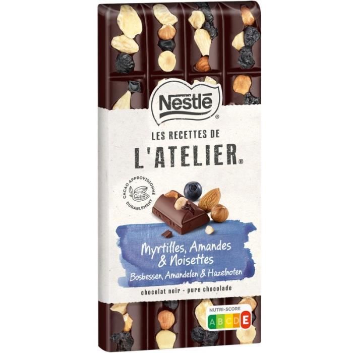 NESTLE LES RECETTES DE L'ATELIER - Gourmand Noir Myrtilles Amandes Noisettes 170G - Lot De 4