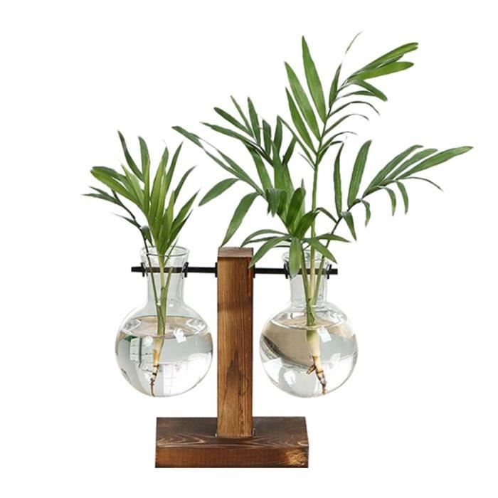 Vintage créatif Style robuste Type A Transparent Vase Micro culture hydroponique support bureau extérieur balcon décoration de